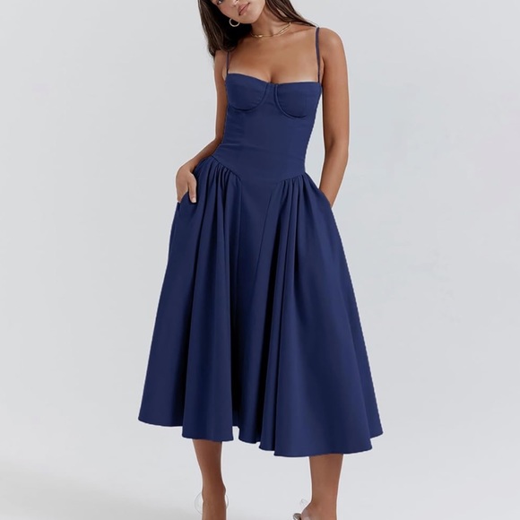 Women's Sexy Midi Prom Dresses Low Cut Sleeveless!!! - Picture 3 of 4